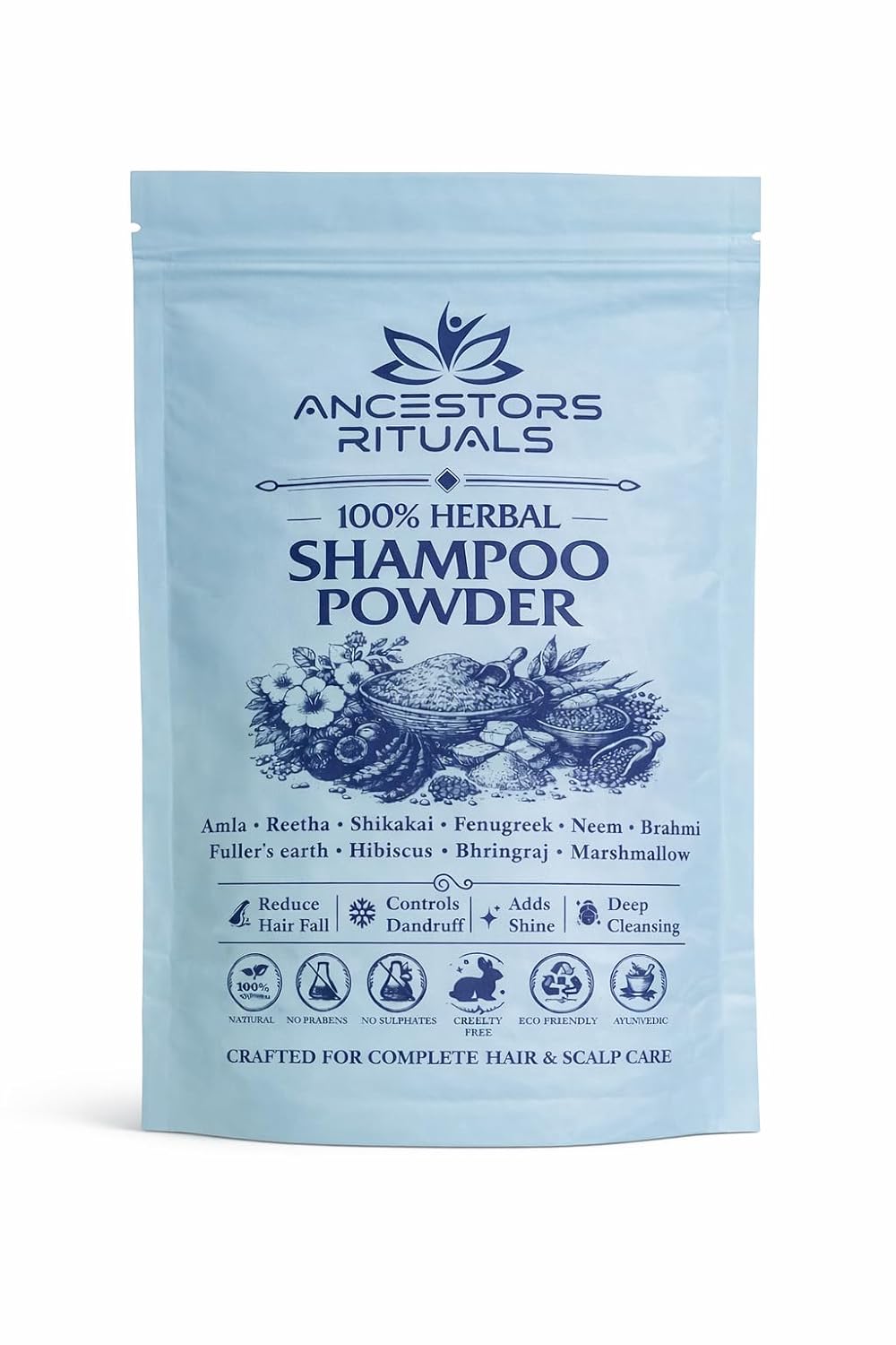 100% Herbal Shampoo Powder for Hair Fall & Dandruff Control | Natural Cleanser for Oily & Dry Scalp | Sulphate & Paraben F...