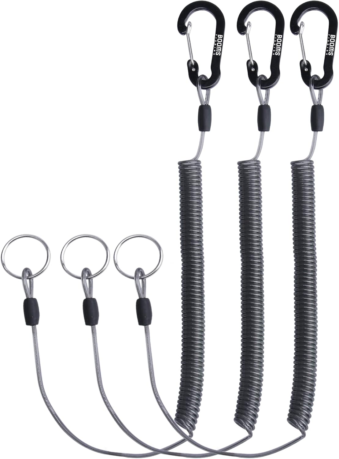 Booms Fishing T01 Coiled Lanyards 3 Packs 79" Black