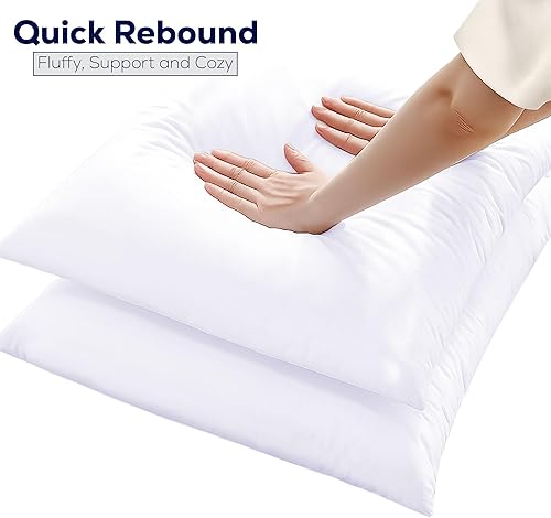 Miniatura 2 de GOLD TEXTILES Almohadas blancas (paquete de 4) fundas de almohada de poliéster – Almohadas decorativas cuadradas ligeras para interiores – Almohadas