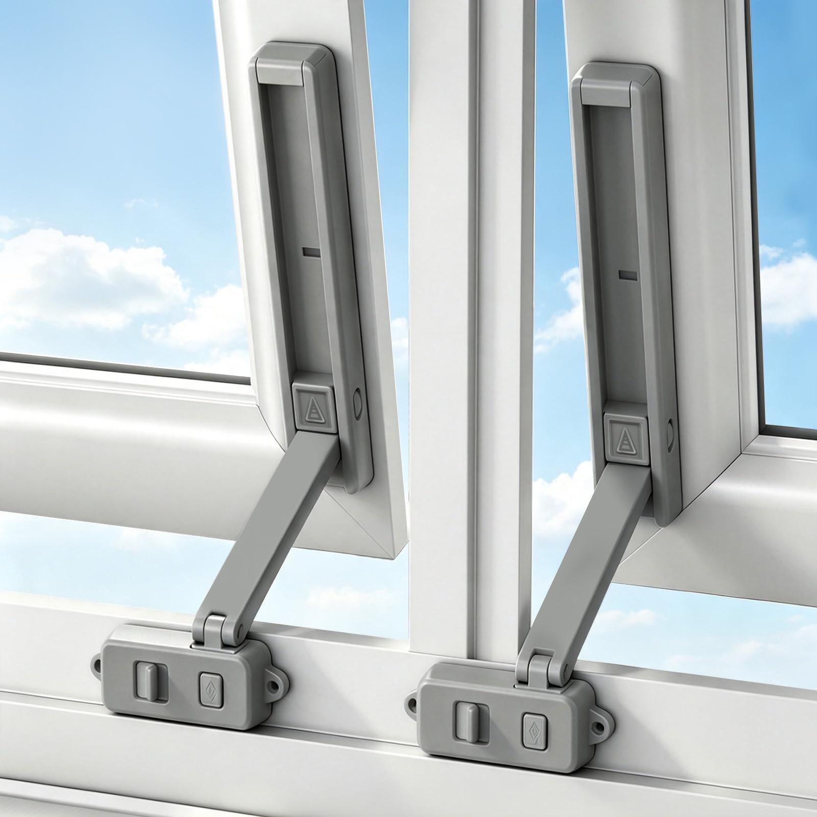 BUTBU Window Restrictor, 2PCS Child Safety Window Lock, No Drill (Gray, A)