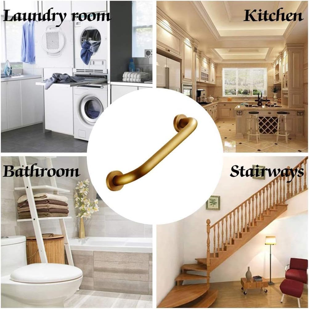 Baño para Agarraderas Barras de apoyo for bañera de latón macizo for personas mayores, antideslizantes, doradas, for seguridad en el baño(40cm)