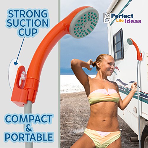 Perfect Life Ideas Handheld Indoor Outdoor Portable Shower - Hand Held Rechargeable Showerhead Pumps Water from Bucket or Tub - Best for Pets RV Cars Baby Camping Travel Beach Bidet Toilet Seniors - Thumbnail 5