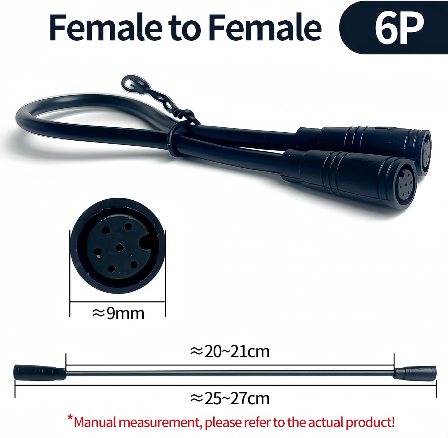 10PCS M8 2/3/4/5/6 Pin E-Bike Speed Sensor Extension Cable – Male to Female Waterproof Connector Wire for Electric Bicycle, Motor, Controller, Display(Female to Female -6P x10Pcs)