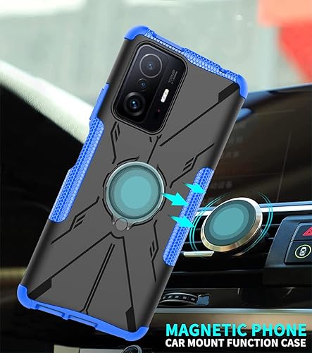 Miniatura 6 de Funda de teléfono para Mi 11T 5G/Mi 11T Pro 5G 21081111RG Funda con protector de pantalla de vidrio templado, soporte de anillo de metal con soporte
