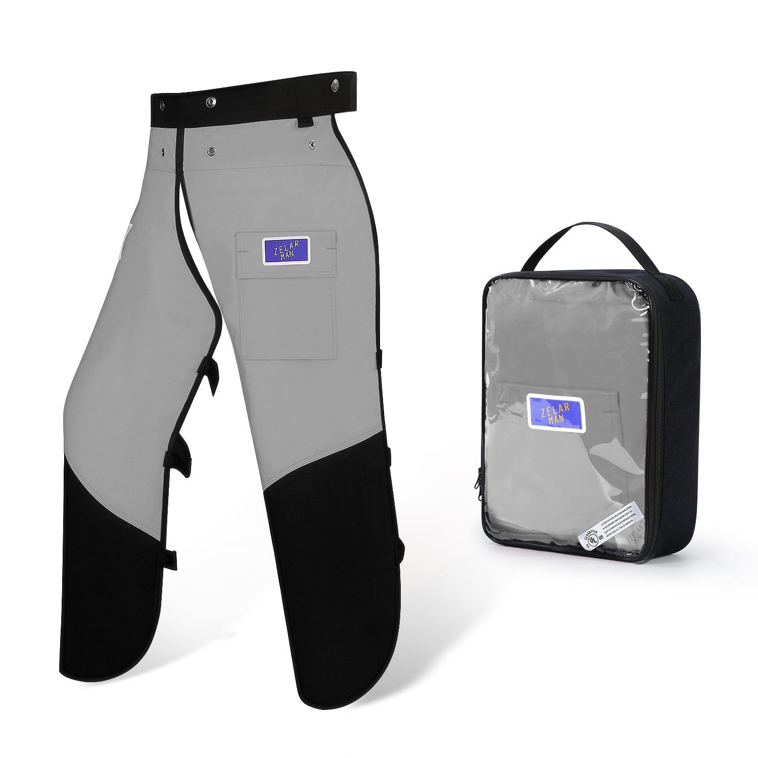 Tapas de motosierra, delantal de seguridad para motosierra, pantalones de protección para motosierra con cinturón y bolsillo ajustables, equipo de protección forestal
