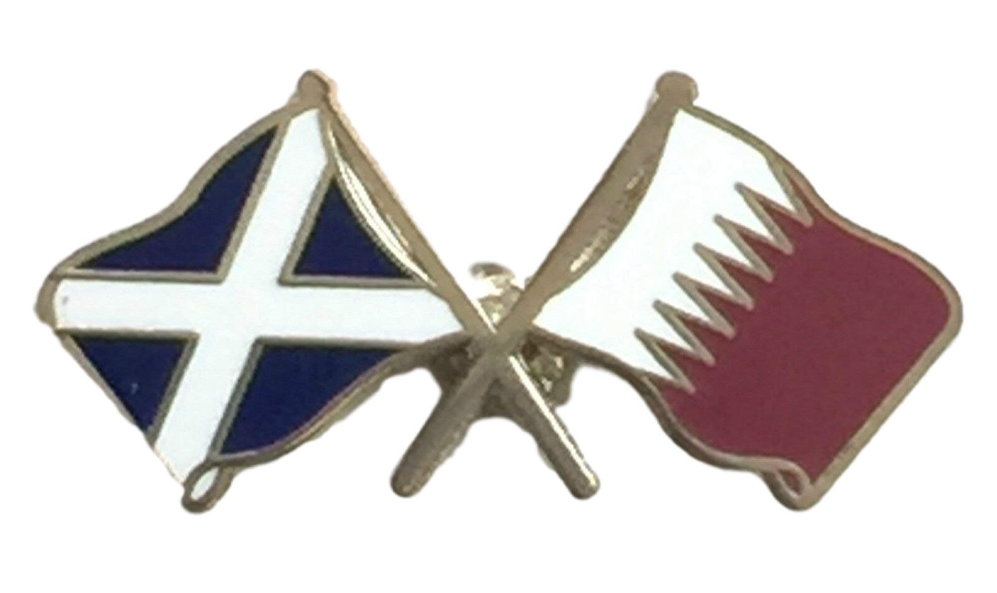 Scotland & Qatar Flags Friendship Courtesy Enamel Lapel Pin Badge T1123