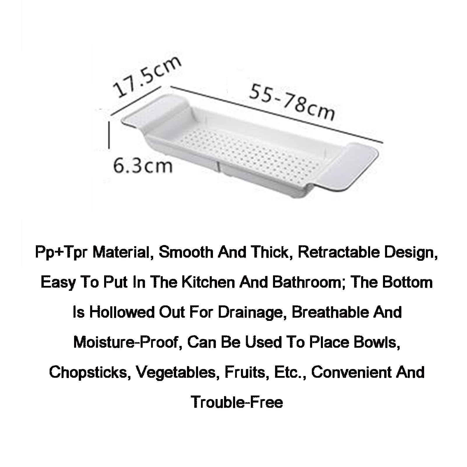 Plateau de baignoire extensible – Étagère simple en plastique pour baignoire, peut contenir des serviettes et des accessoires (couleur 1)