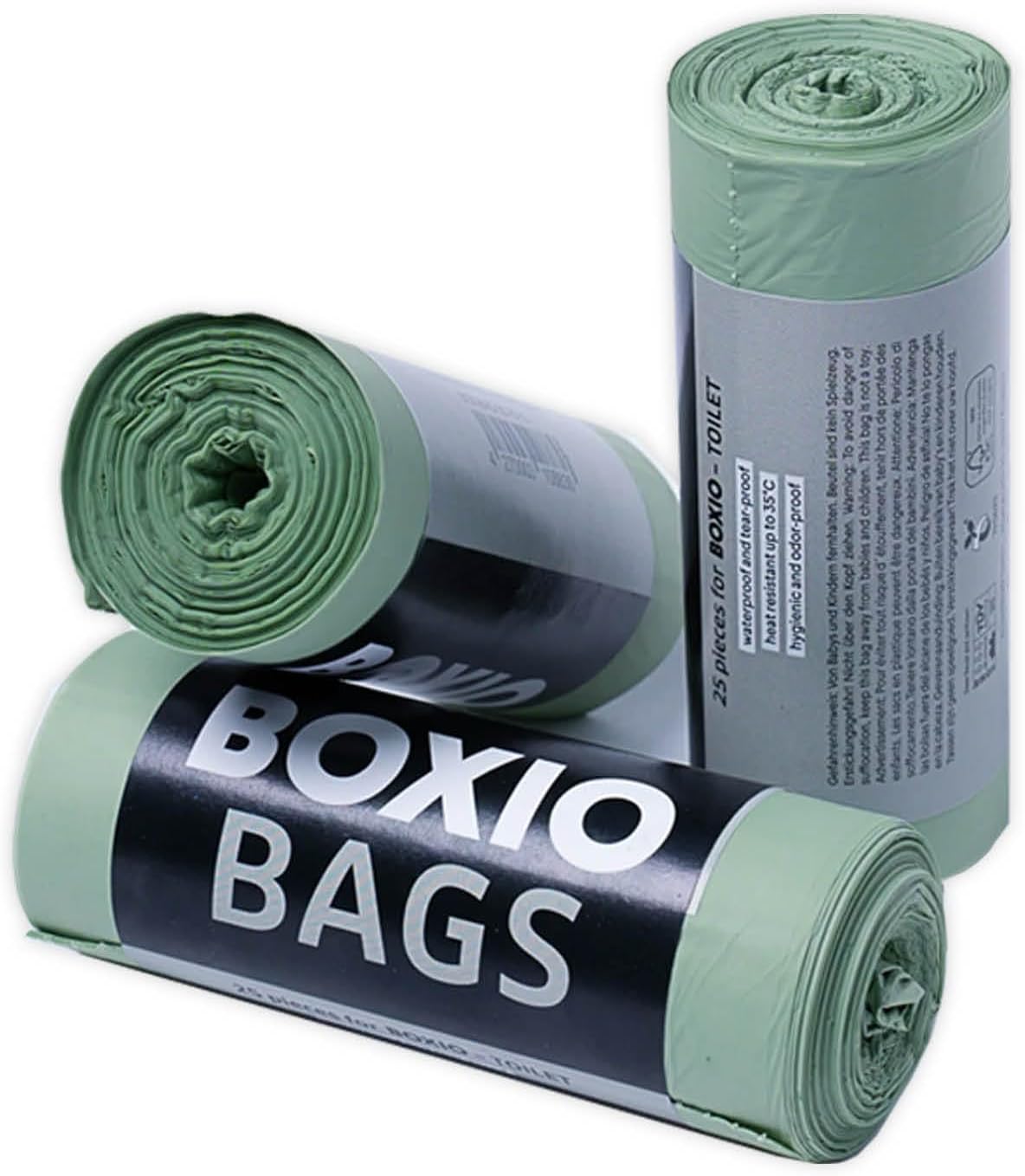 BOXIO - Bags: Compostable Trash Bags for Camping Toilet & Kitchen | 2.6 Gallon recyclable Bags for home & Portable Toilet | Eco-Friendly Compost Bags for Kitchen, Bathroom, Office Fit - green