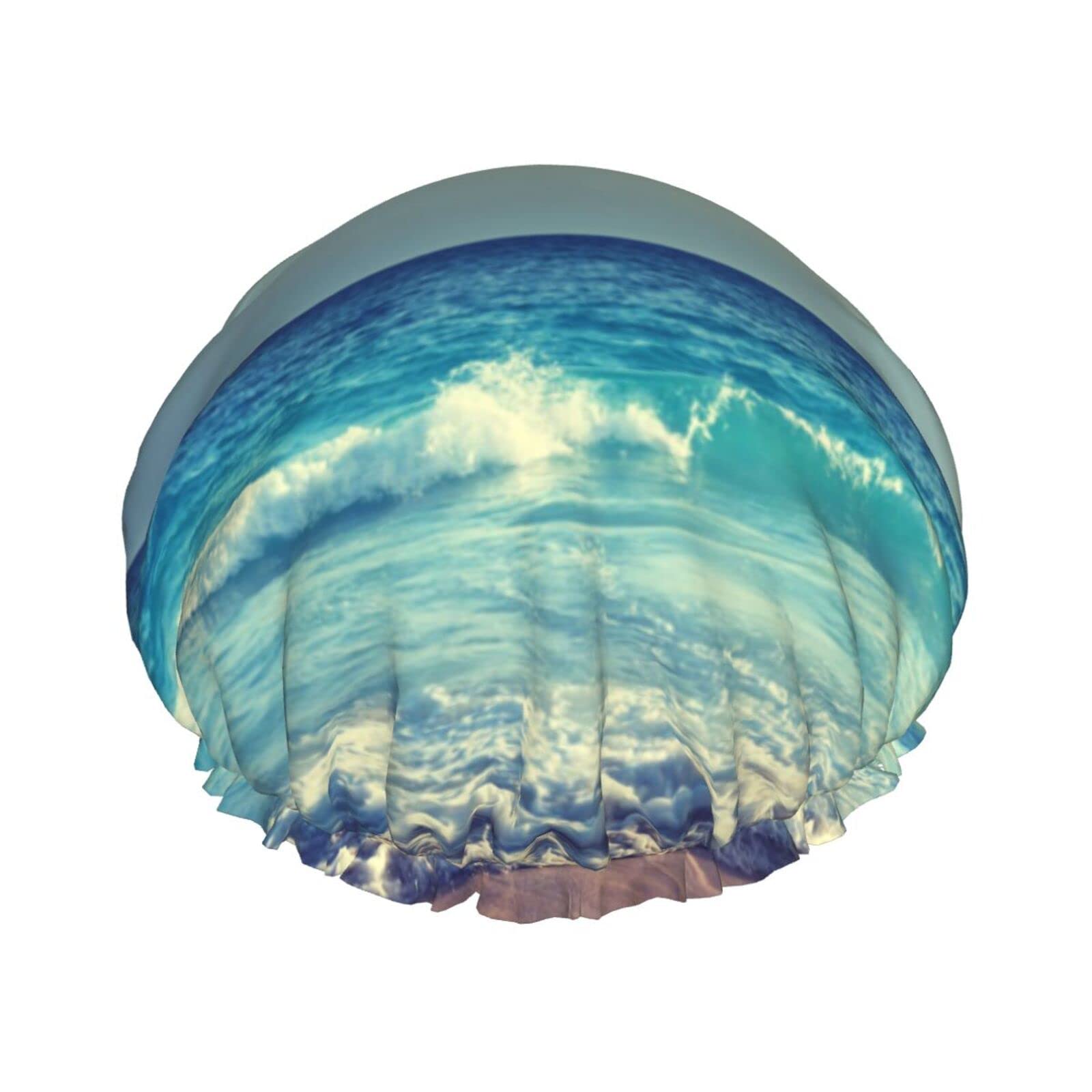 Bonnets de bain imperméables motif Seychelles avec ourlet élastique et intérieur satin