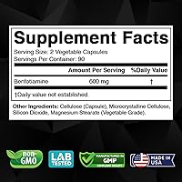 Vista 2 de Vitabod Benfotiamina 600mg - 180 cápsulas vegetarianas - Suplemento de vitamina B1 soluble en grasa