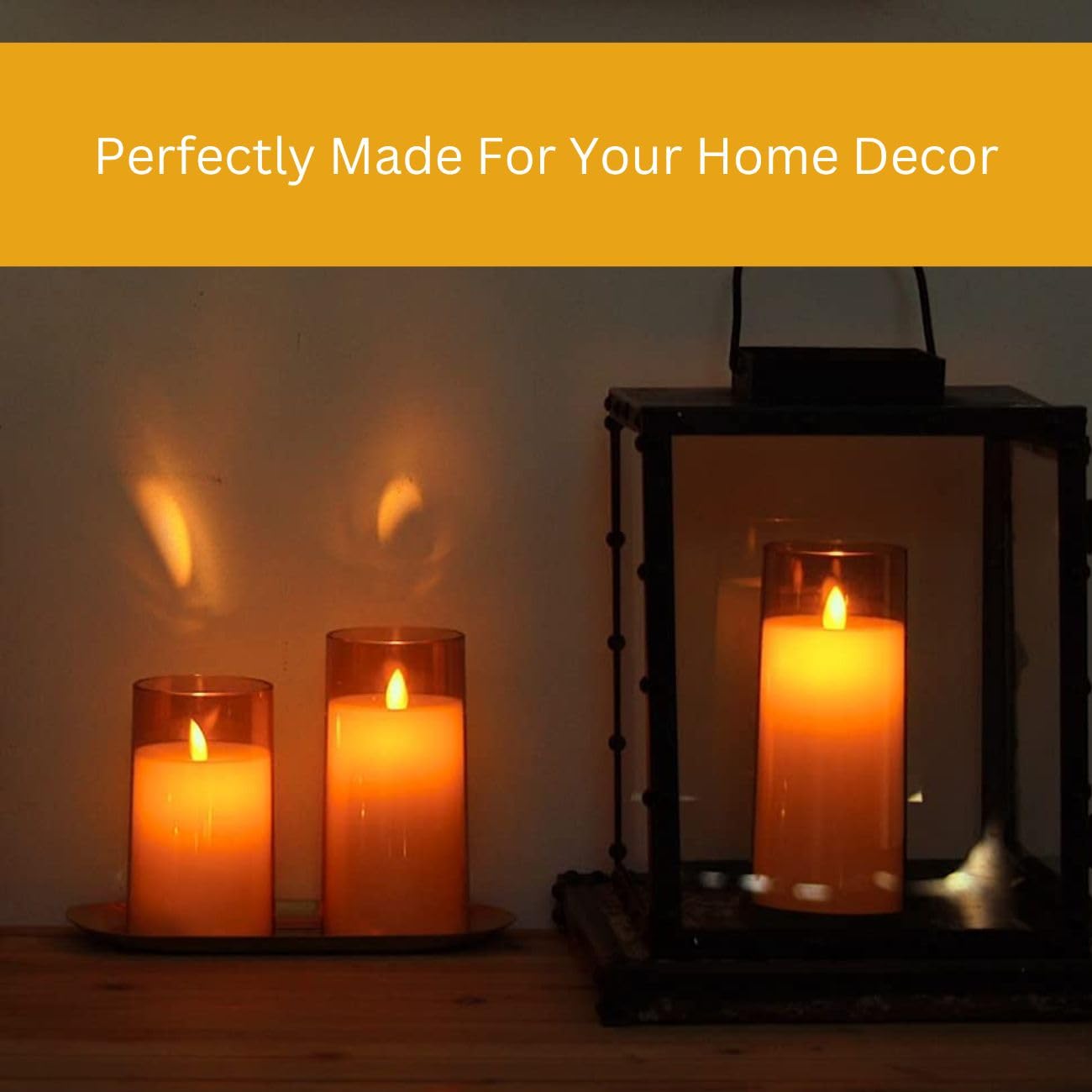 LTETTES Flameless LED Candles AA Battery Powered with Gold Acrylic Glass with Remote Controller and Timer for Home Festival Wedding Decor (3" D x 6" H) Pack of 1 1