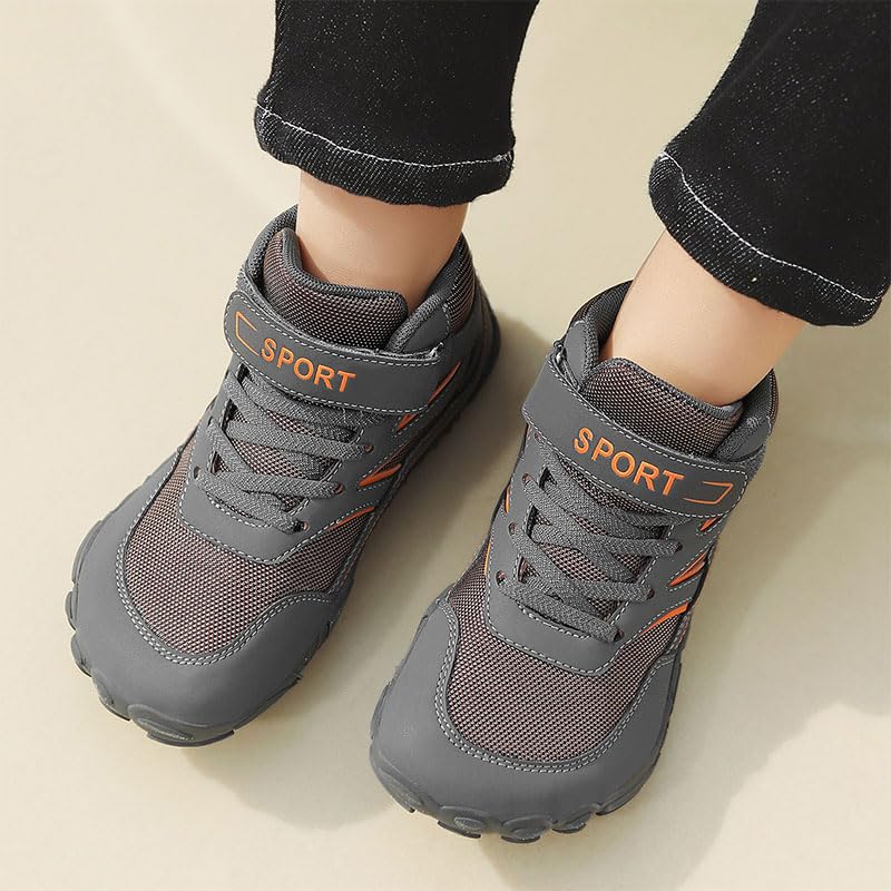 Zapatillas Descalzas Niños Zapatos de Trekking Barefoot Minimalistas Ligeras Transpirable Mid Hiking Shoes Unisex,28-37EU