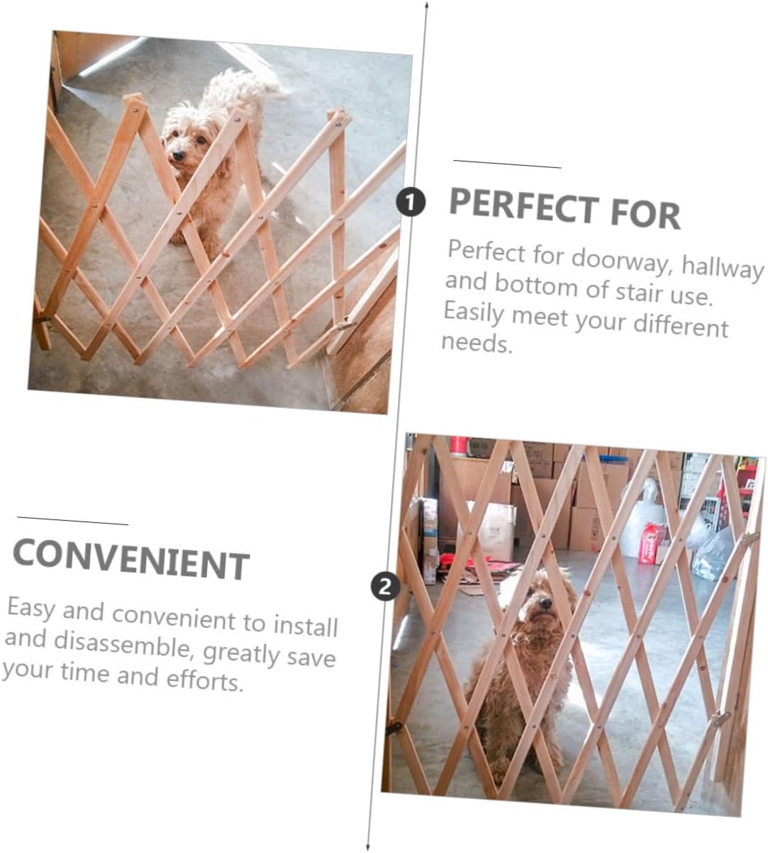 Retractable Wooden Dog Gate Adjustable PET Safety Fence for Doorways Stairways and Indoor Use Convenient PET Barrier for Dogs and Cats Easy to Install