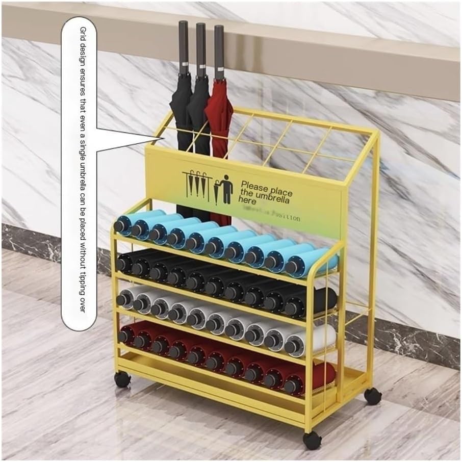 Multifunctional Umbrella Stand for Home, Hotel, Hall - Large Capacity Commercial Umbrella Holder (Gold, L) - Stylish and Durable Design for Any Space