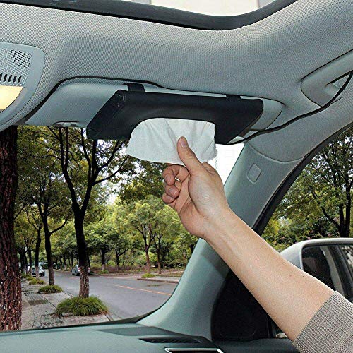 Taschentuchbox für Auto aus schwarzem PU-Leder, Universal-Taschentuchhalter, für Sonnenblende und Sitzrücke, Organizer für Sonnenblende, praktisch und elegant, Auto-Papierspender