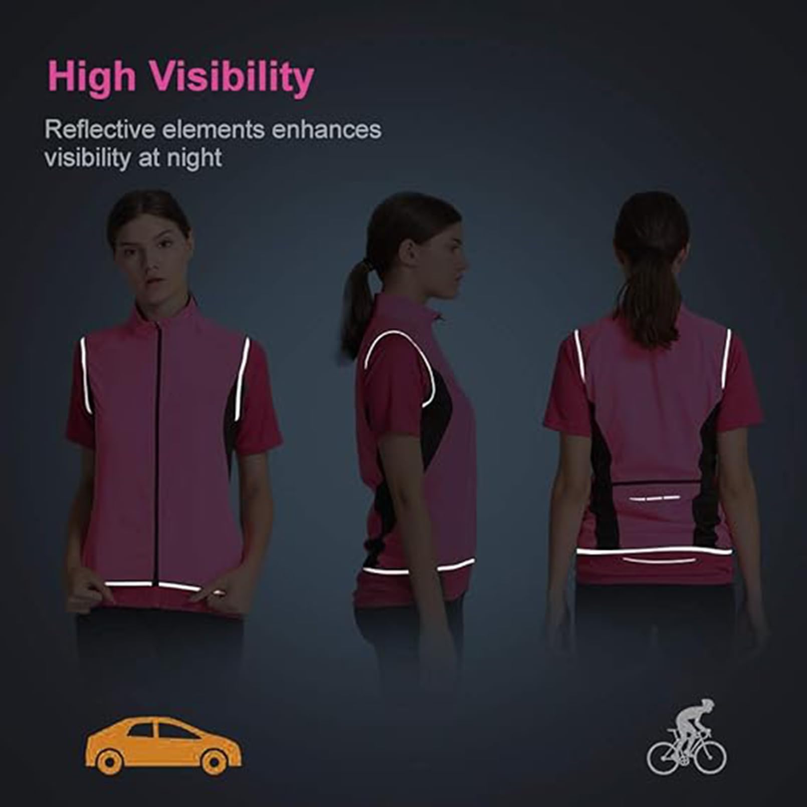 Gilet de Cyclisme pour Femme sans Manches Coupe-Vent Hauts Cyclisme Maillots de Cyclisme Respirants Gilet Cyclisme Réfléchissant Haute Visibilité Course Légères Respirantes,Purple-XL