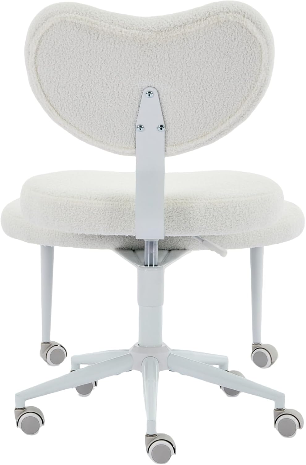 Ergonomic Cross Legged Office Chair with Wheels, Criss Cross Chair with Plus Cushion, 360° Swivel Meditation Chairs, ADHD Chairs with Height Adjustable Seat, Lumbar Back Support, Teddy Fabric, Ivory