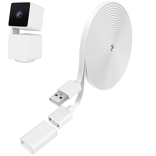 Cable de extensión USB de 25 pies compatible con WYZE Cam Pan V3V2, WYZE Cam V4V3, WYZE Cam OG, WYZE Cam V2, cable de carga de extensión