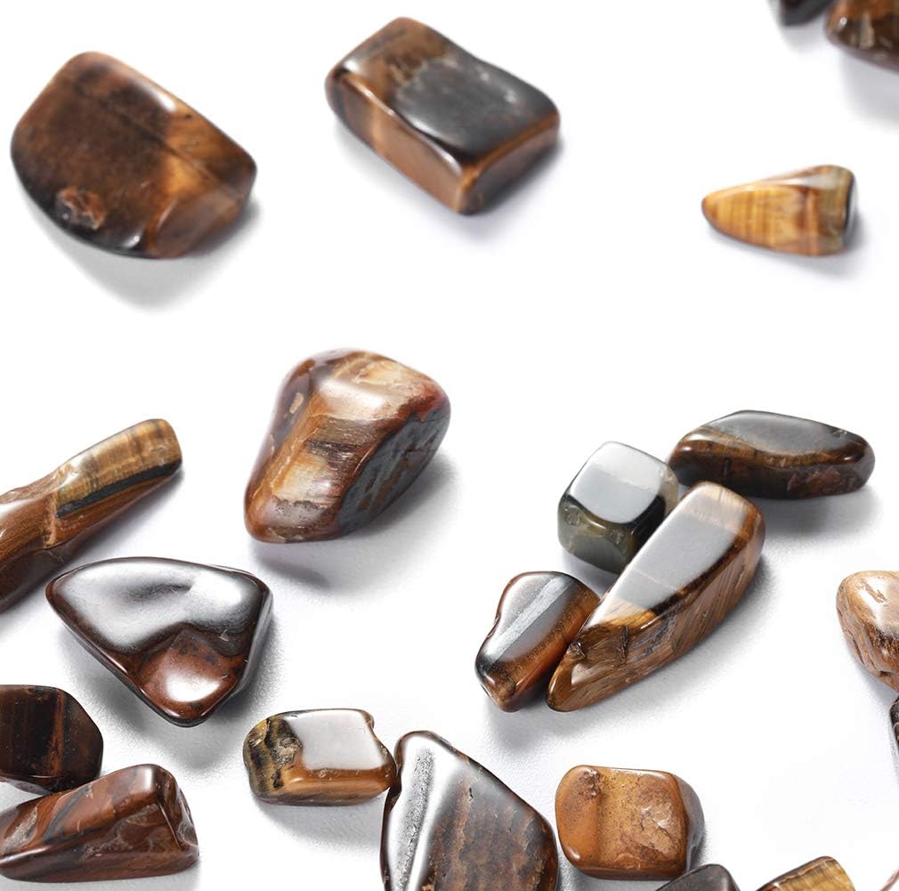 Bofanio 1.1 lb Tiger's Eye Chips Stone Crushed Crystal Quartz Pieces Irregular Shaped Tumbled Stones Raw Gems Beads Filler Colored Decorative Rocks for Vases Plants Crafts (500g/Bag)