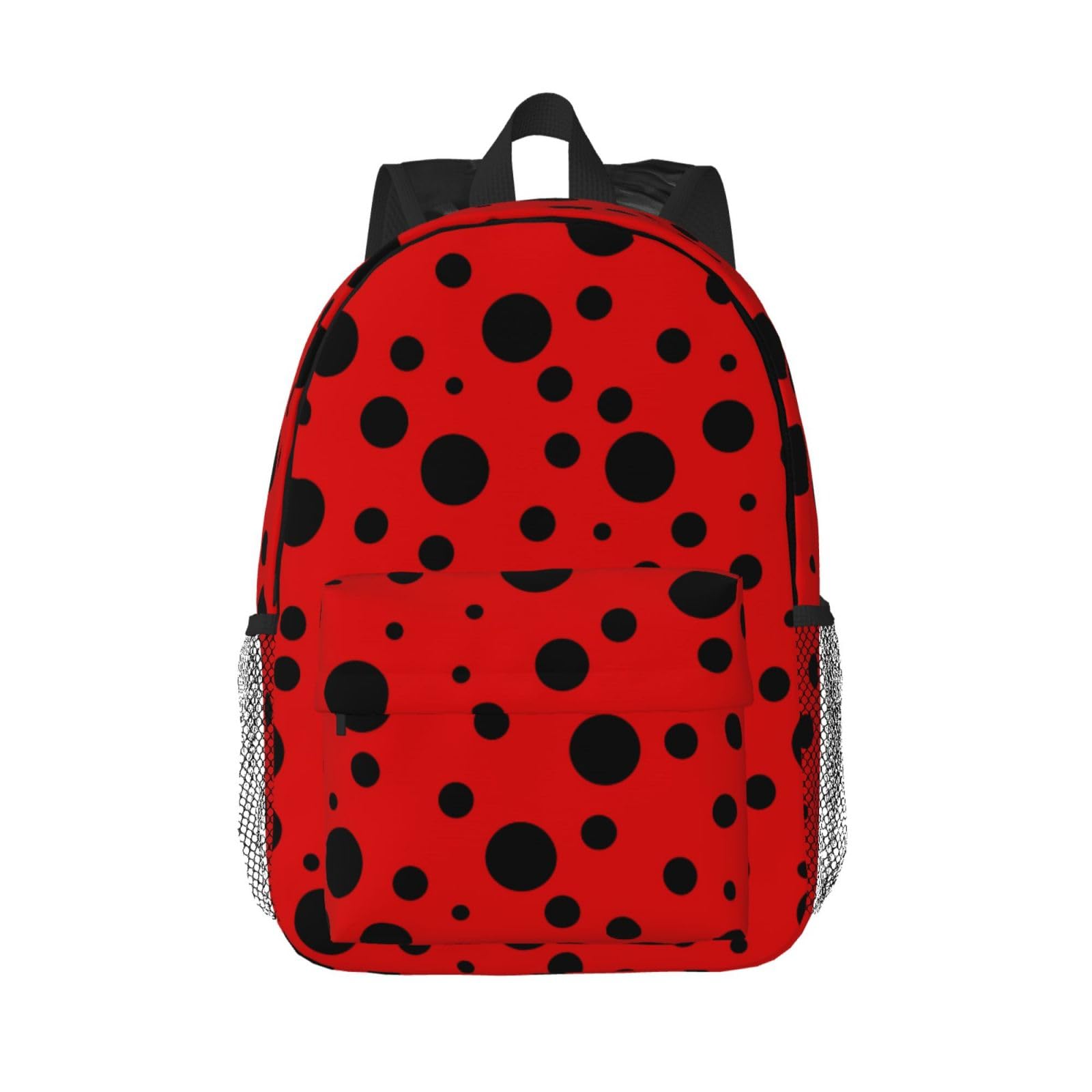 YANGZHI Ladybug Black And Red Polka Dot Backpack For Teenage Girls And Boys Cute Kids Backpacks Children School Bag