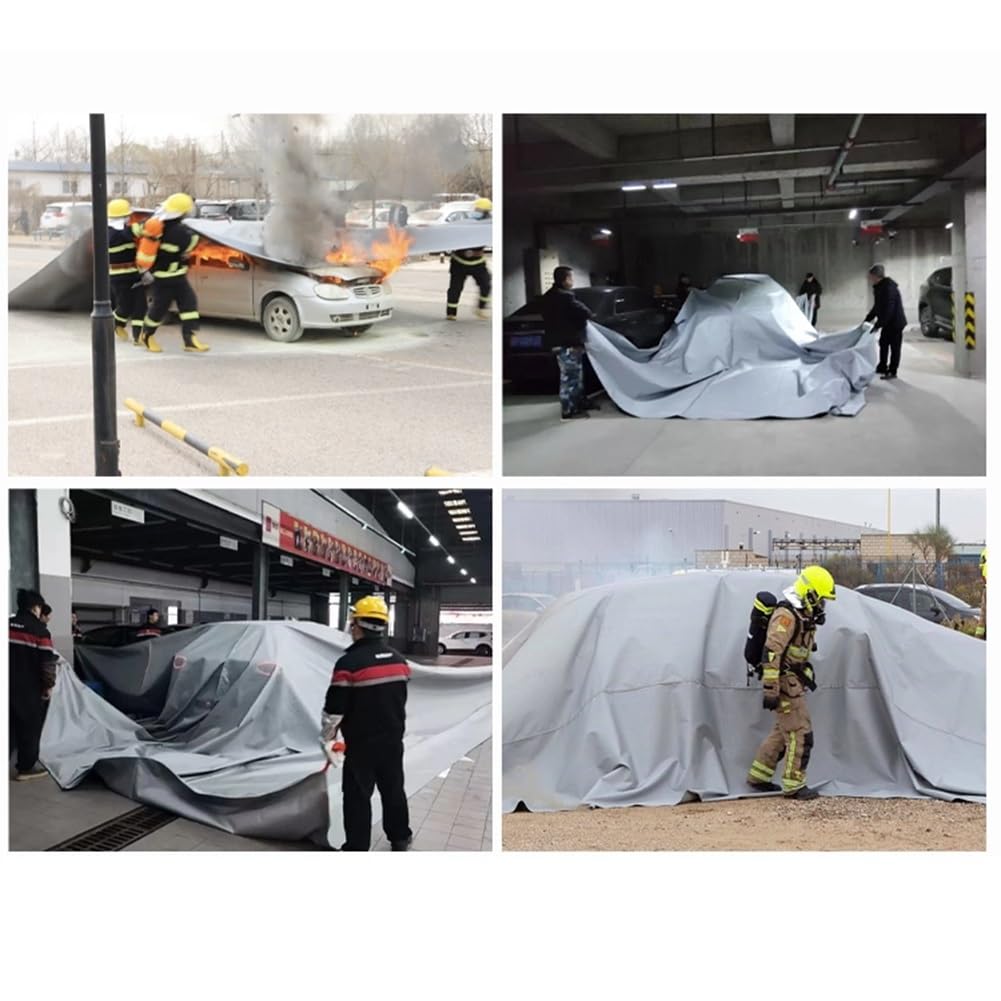 Rygcrud Manta ignífuga de Emergencia para Coche - Resistencia a temperaturas de 932/1112/1832/2192 °F, Mantas ignífugas de Seguridad para vehículos eléctricos, Camiones y Motocicletas(500℃,3x4m)