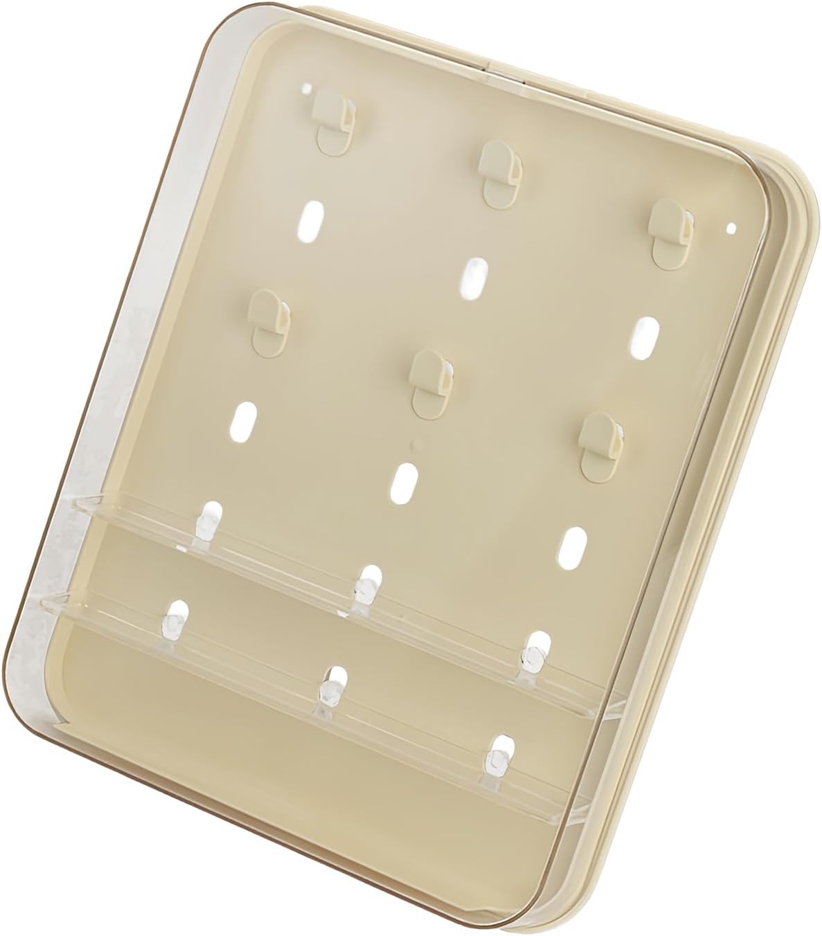 Clear Front Collectible Cabinet, Vertical Wall Case, Cream Organizer Box, Rounded Corner Profile, Shelf Hook Combination, Desk Space Saving Display Storage Collectible Wall Box Figure Storage Clear