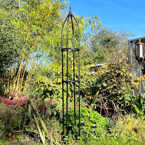GardenSkill Garden Obelisk for Climbing Plants 170cm | Metal Plant Cage Tall Support Trellis Rose Tower for Flowers, Pots, Shrubs, Vines, Dahlias, Clematis, Patio | Tubular Rustproof Frame, Black