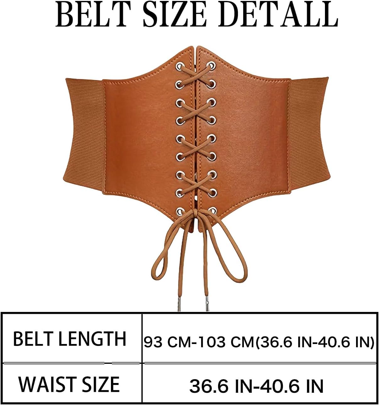 Renaissance Corset Belts Big Size Brown Cinch Elastic Waist Belt for Women - Image 3