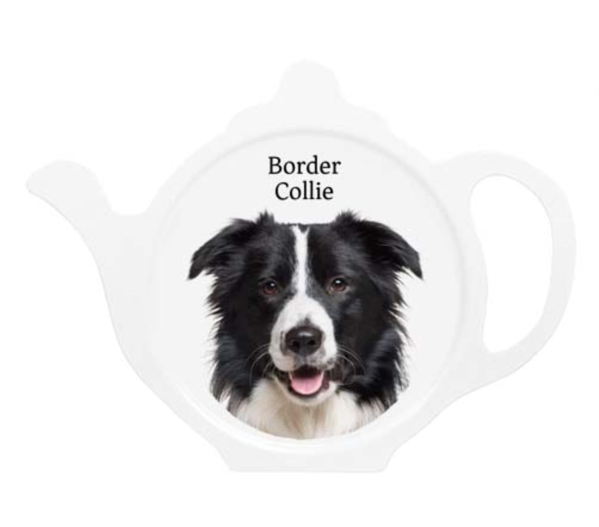Car-Pets Ltd White Border Collie Teabag Tidy Rest For Teaspoons And Used Tea Bags Width: 12.5Cm Height: 9.5Cm Depth: 0.5Cm
