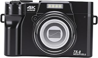 SENECESLI 4K Digital Camera 75MP with 12X Optical Zoom, WiFi Auto Focus Compact Camera for Travel Vlogging, 3 Inch Screen & 256GB SD Card Support