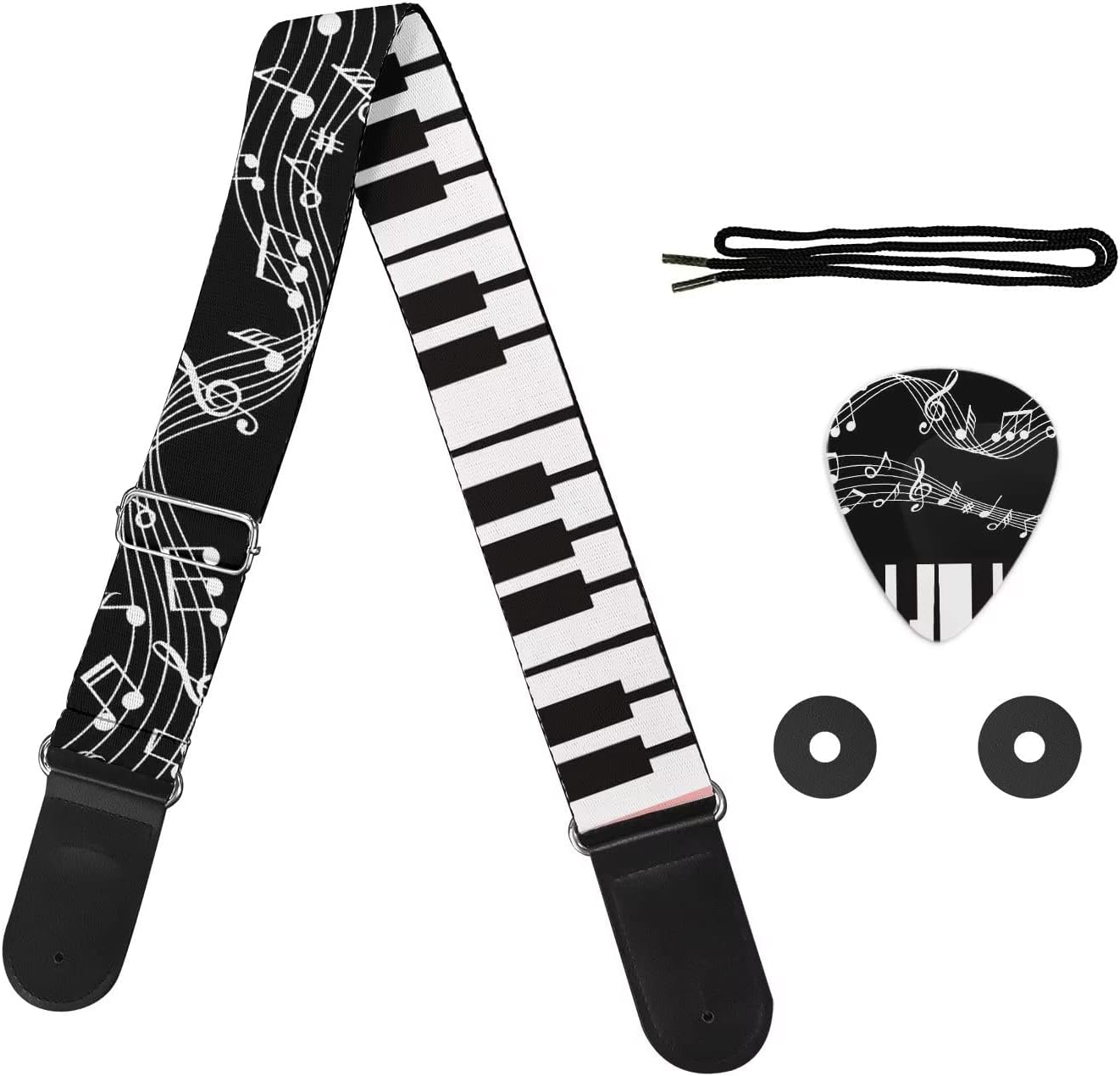 GLENLCWE Colorful Sea Turtle Print Guitar Strap and Picks for Acoustic Electric Bass Guitars
