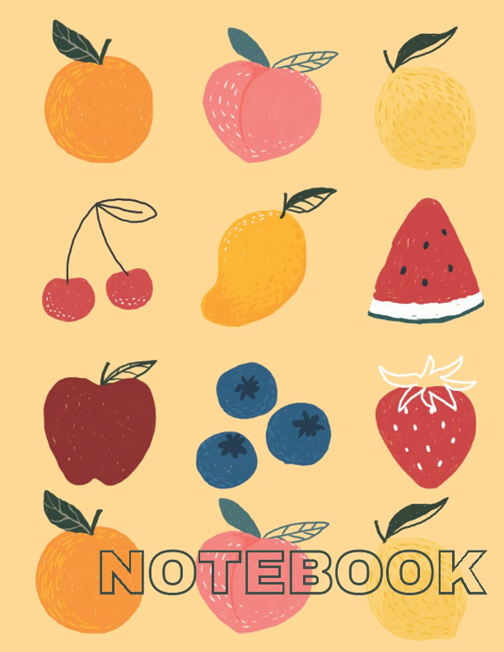 Notebook, Fruit print, school notebook, journal, college ruled, 150 pages, girl notebook, composition notebook: Notebook- Fruit print