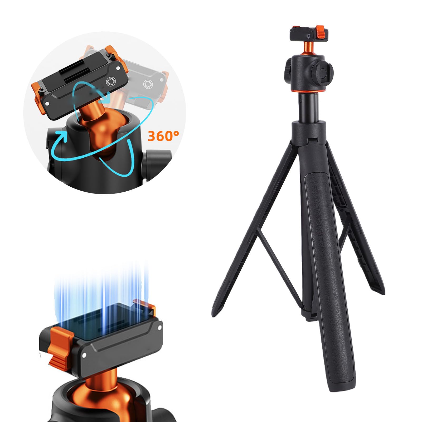 Tonysa Treppiede Selfie Stick da 140 Cm Adatto per ACTION6 Supporto Magnetico per Fotocamera Portatile Regolabile