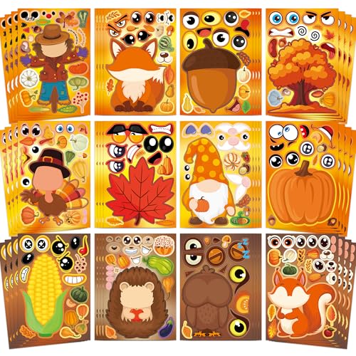 Fall Stickers 48 Sheets 8.6" X 5.8" Thanksgiving Autumn Fall Party Favors Crafts Activities Games Decorations for Kids Toddlers School Classroom Supplies Essentials Teachers Childrens Gifts Decor