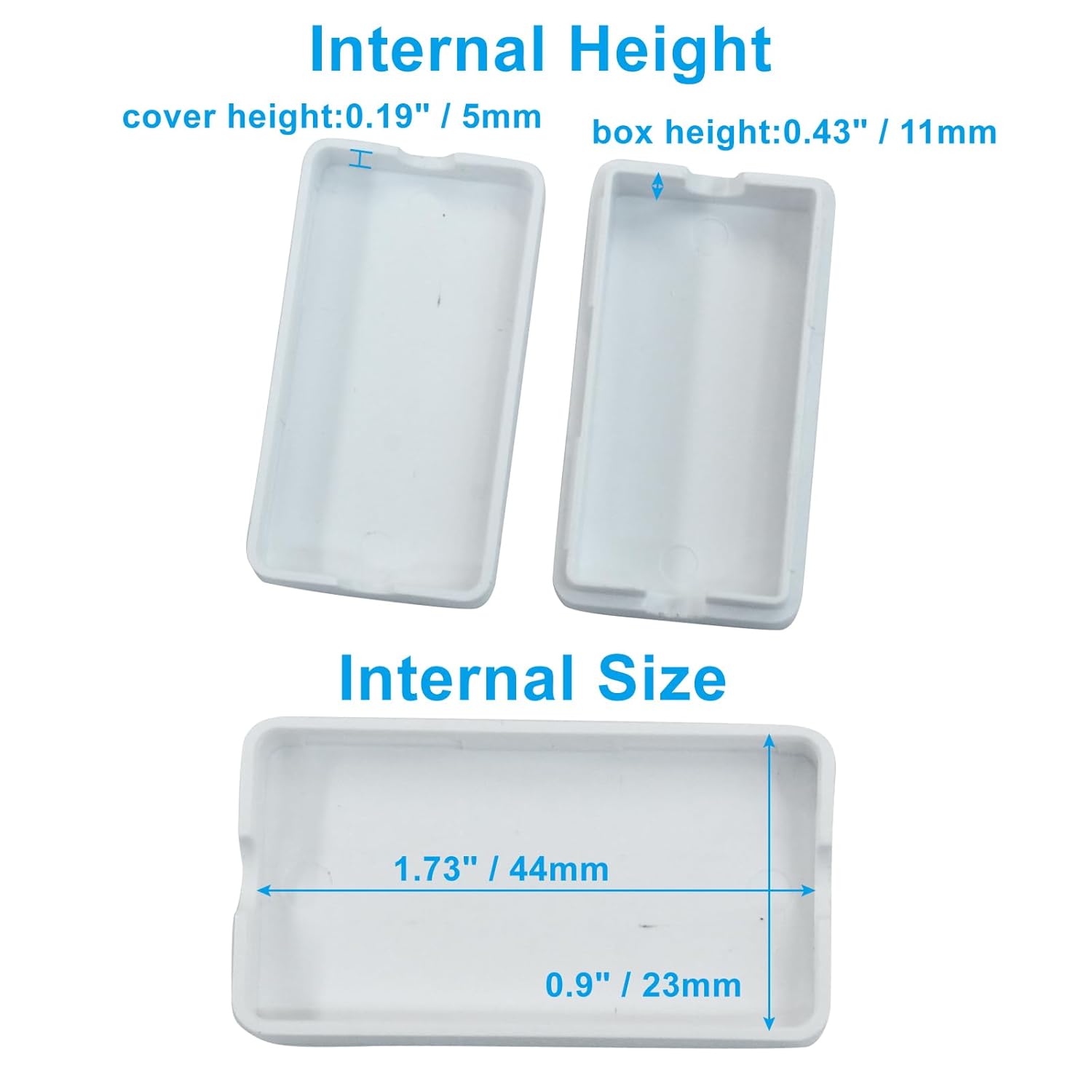 5 Pieces Project Box Small ABS Plastic Junction Box Electrical Project Case White 1.89 x 1.02 x 0.59 inch (46 x 28 x 15 mm)