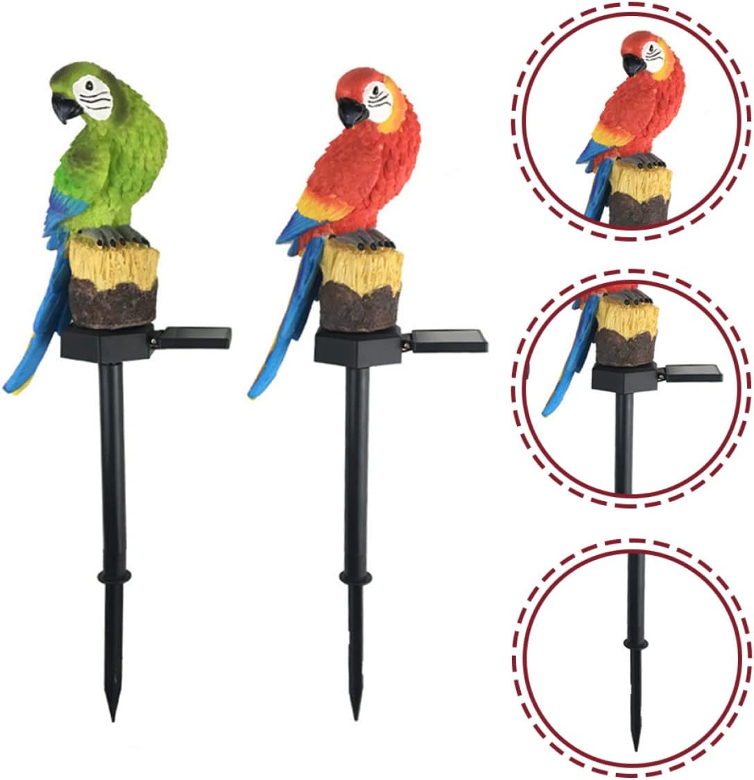 Uonlytech 2pcs Solar Light Backyard for Lamp Stake Lawn Resin Decor Decorative with Landscape Lights Pathway Patio Decorations Decoration Outdoor Parrot Animal Garden Led Ornament