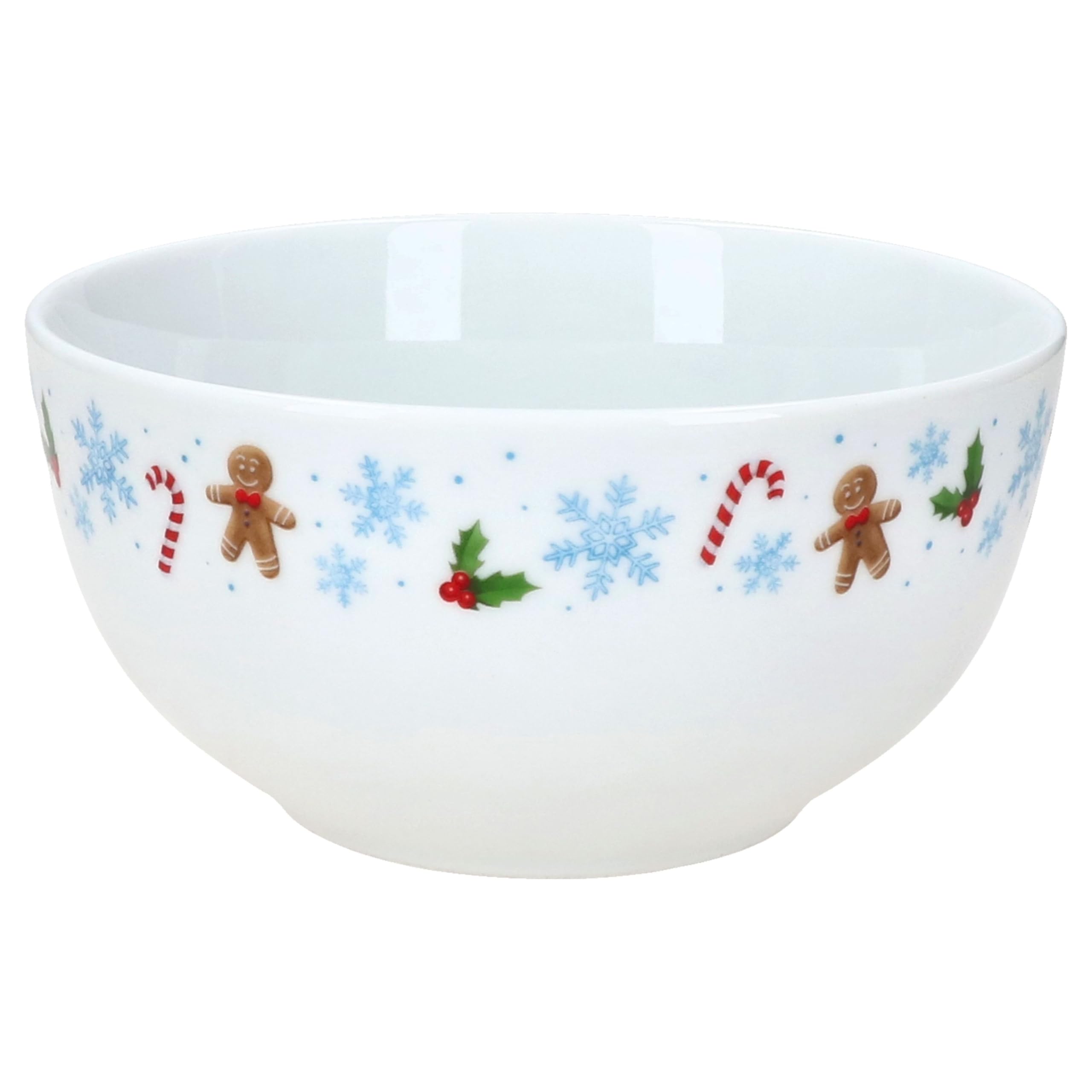 MamboCat Candyman 18-tlg. Frühstücksset | Je 6x kleine Frühstücksteller, Becher & Müslischalen für 6 Personen mit eisblauem Weihnachtsdekor für Weihnachten, Advent & Nikolaus