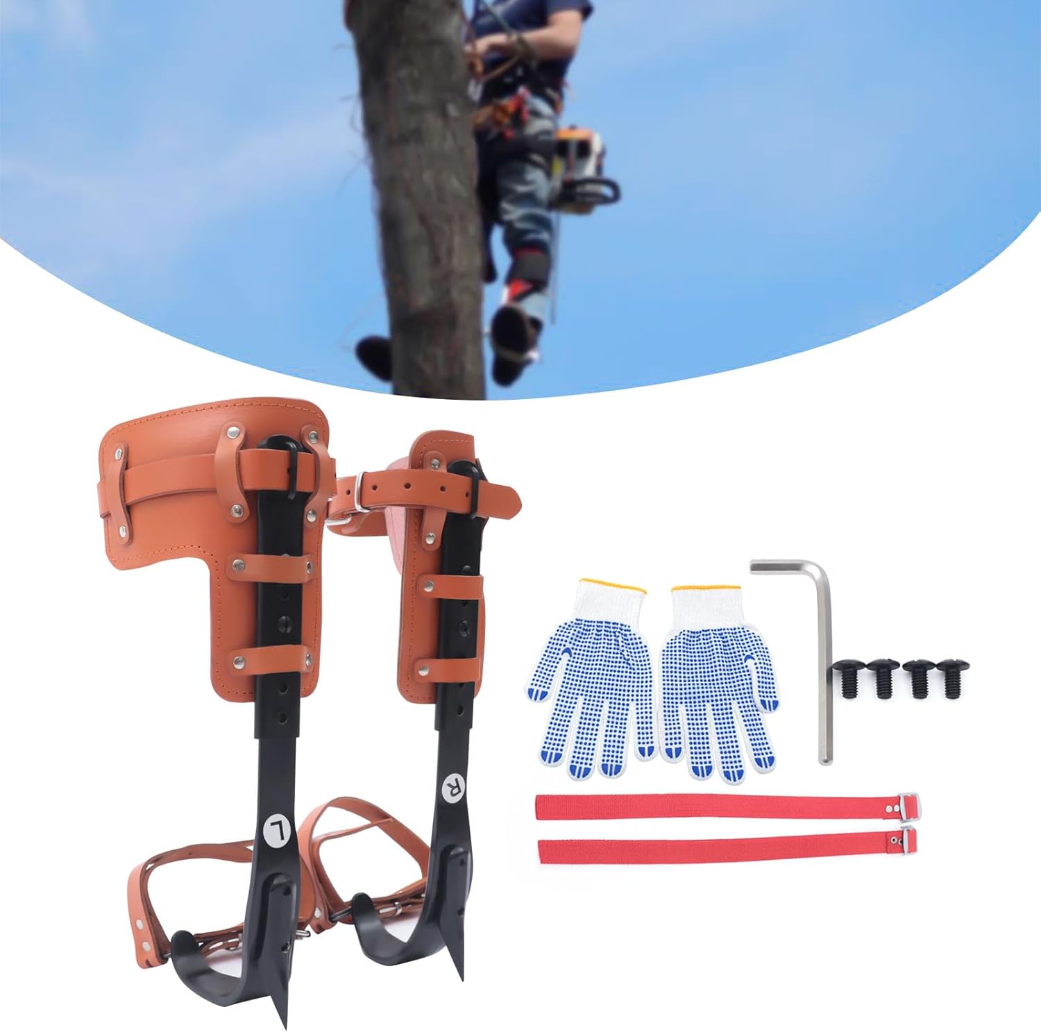 Tree Climbing Spike Set Pole Climbing Spurs Steel Adjustable Climber Gaffs