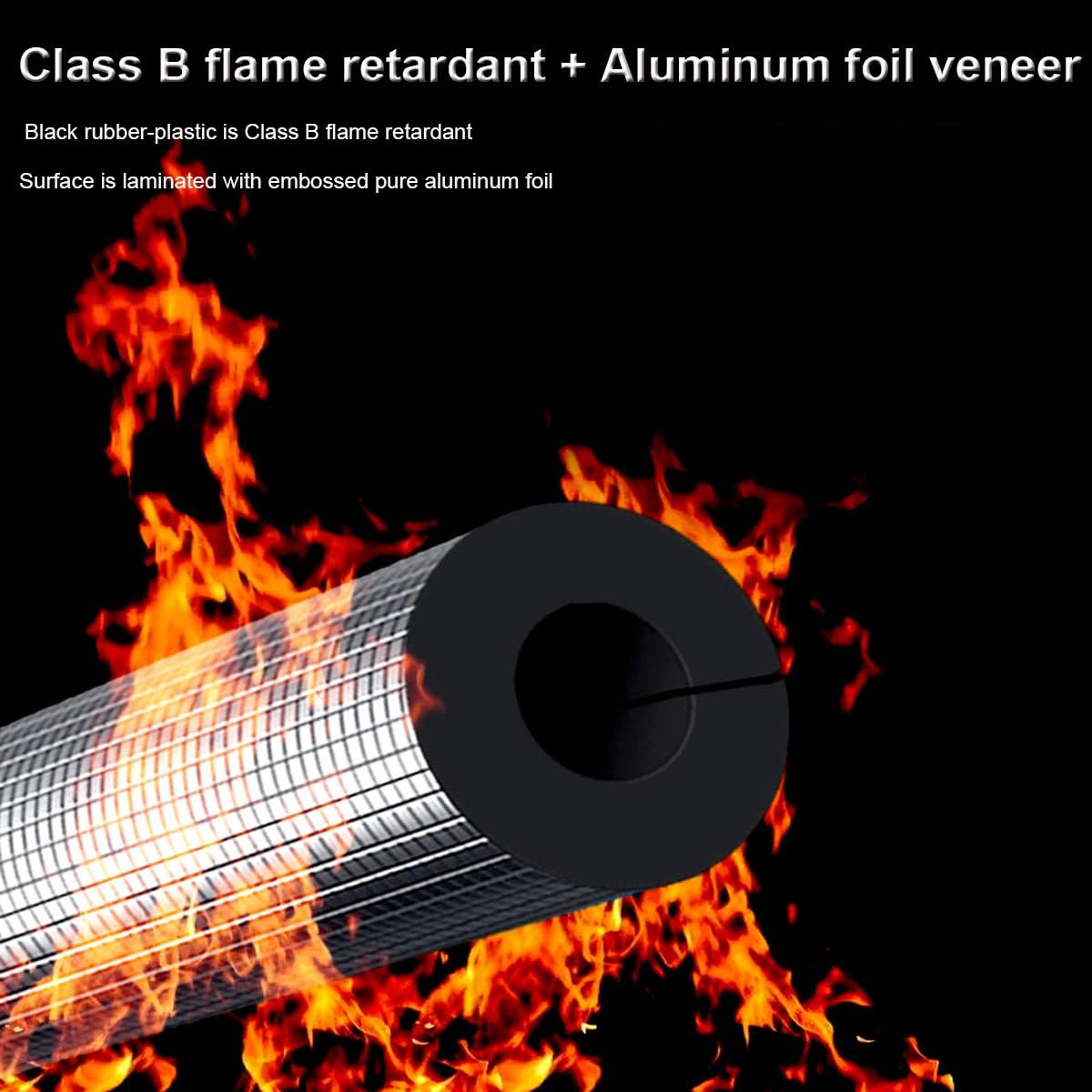 Confezione da 1 tubo isolante autoadesivo per tubi in schiuma, diametro interno da 3/4 a 4 pollici, tubo in gomma rivestito in foglio di alluminio (ID 2-1/2 "x T 1-1/5")