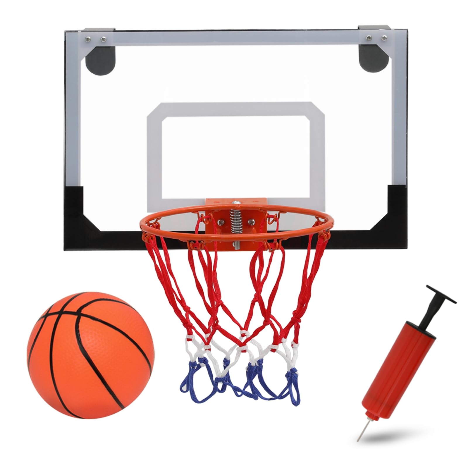 Athena Collection Mini Basketball Hoop Indoor, Over The Door Small Basketball Hoop Backboard with 1 Balls and Pump for Youth and Adults Great for Home Office Dorm Gifts, White