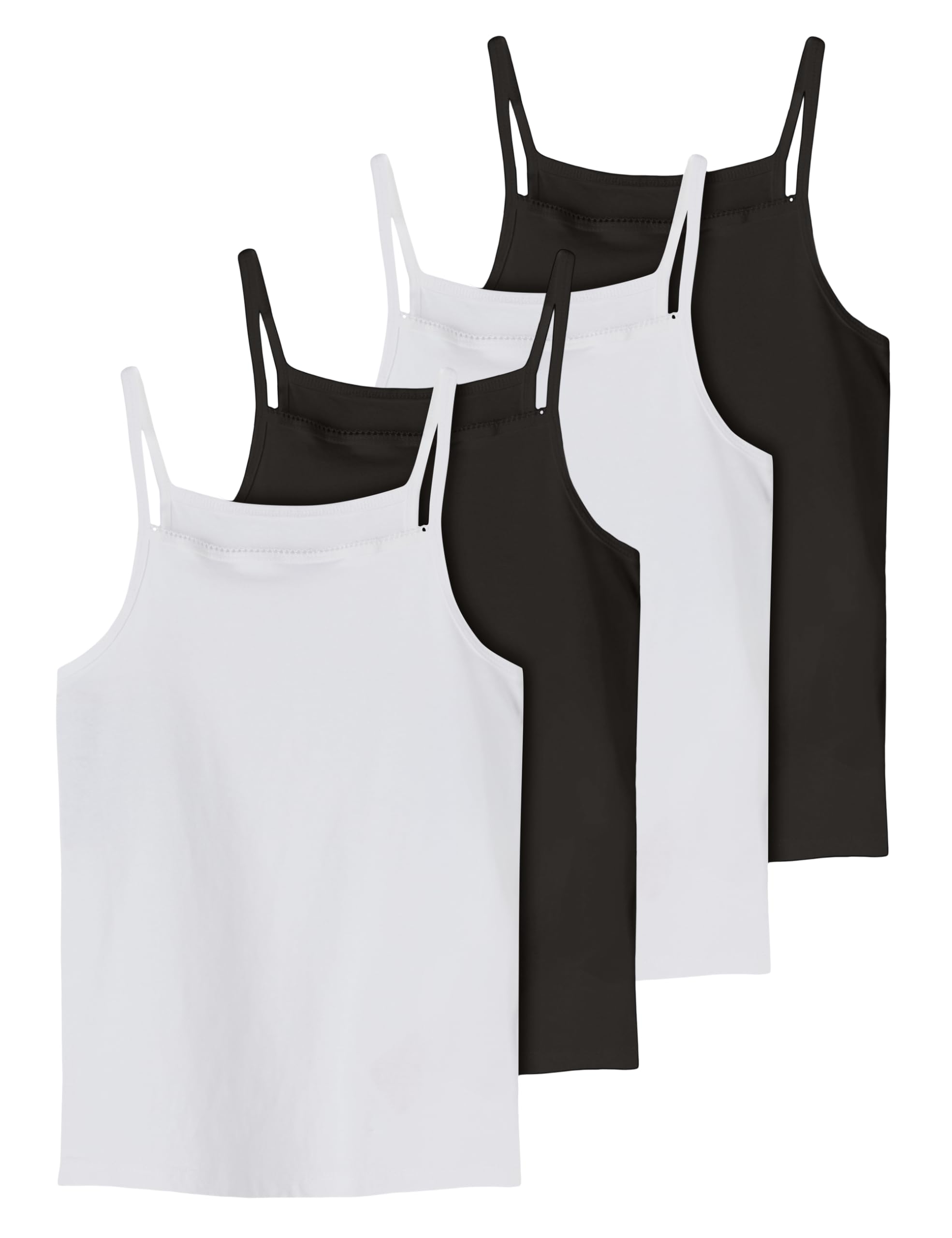 NAME IT Nkfstrap Top 4p Black White Solid Nkfstrap Top 4P Black White Solid Bambine e Ragazze (Pacco da 1)