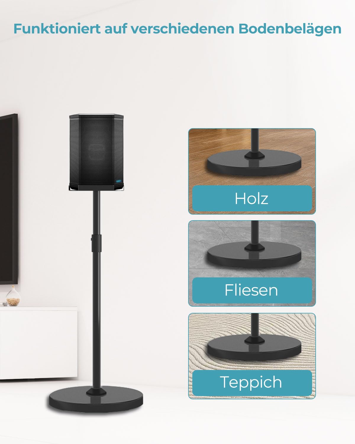 Supporto regolabile compatibile con Bose S1 Pro / S1 Pro Plus, altezza regolabile da 114 a 137 cm, altoparlante fino a 9 kg, supporto da pavimento per Bose S1 Pro con gestione dei cavi