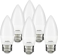 Vista 13 de Sunlite Bombilla LED B13 Torpedo decorativa, 7 vatios (60 W = ), 500 lúmenes, 120 voltios, regulable, base E26, 90 CRI, certificación ETL, torpedo
