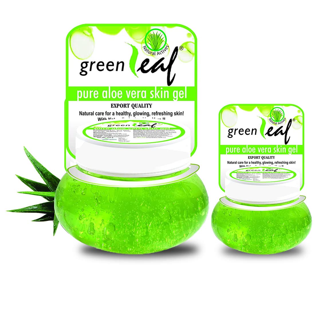 Green Leaf Pure Aloevera Skin Gel, Natural Care for Healthy, Glowing & Refreshing Skin, 500g+60g (Pack of 2)