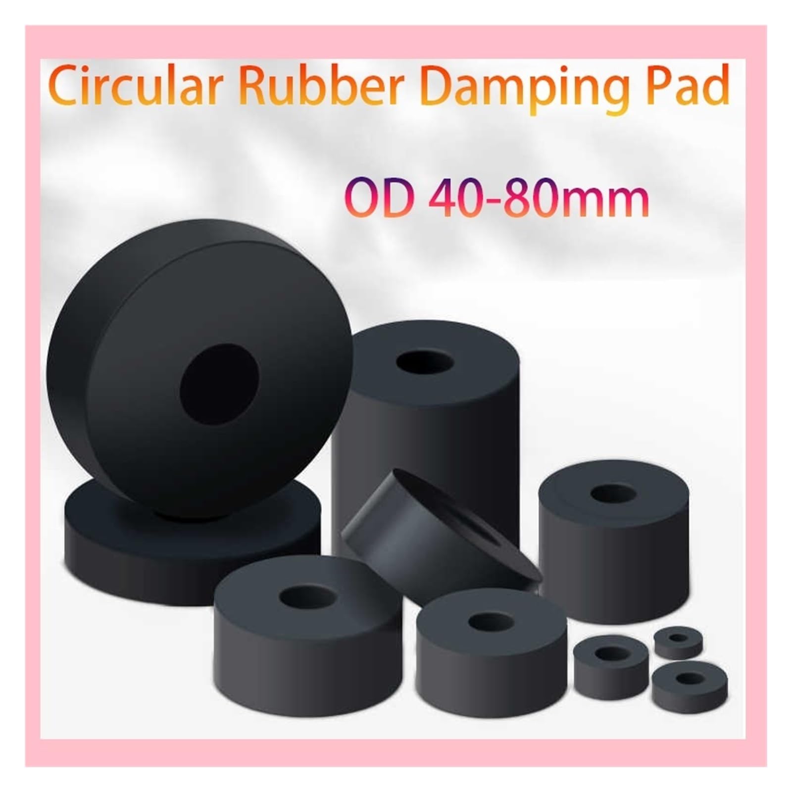 Almohadilla amortiguadora de goma Circular OD 40-80mm Pie de máquina insonorizado que absorbe los golpes(5pcs,50 x 30 x 15mm)