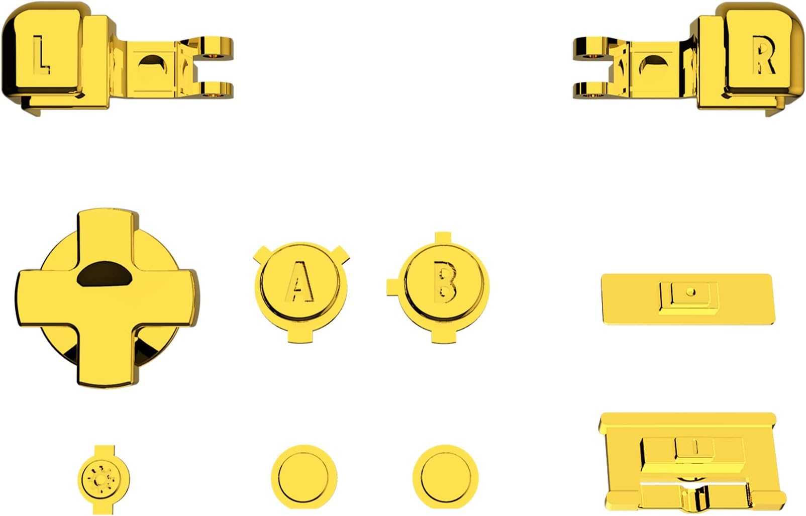 Custom Button Assembly for eXtremeRate Gameboy Advance SP Consoles, Glossy Replacement Buttons A B L R Buttons for GBA SP, Power, On, Off, Volume and Cross Keys Not Included [Chrome Gold]