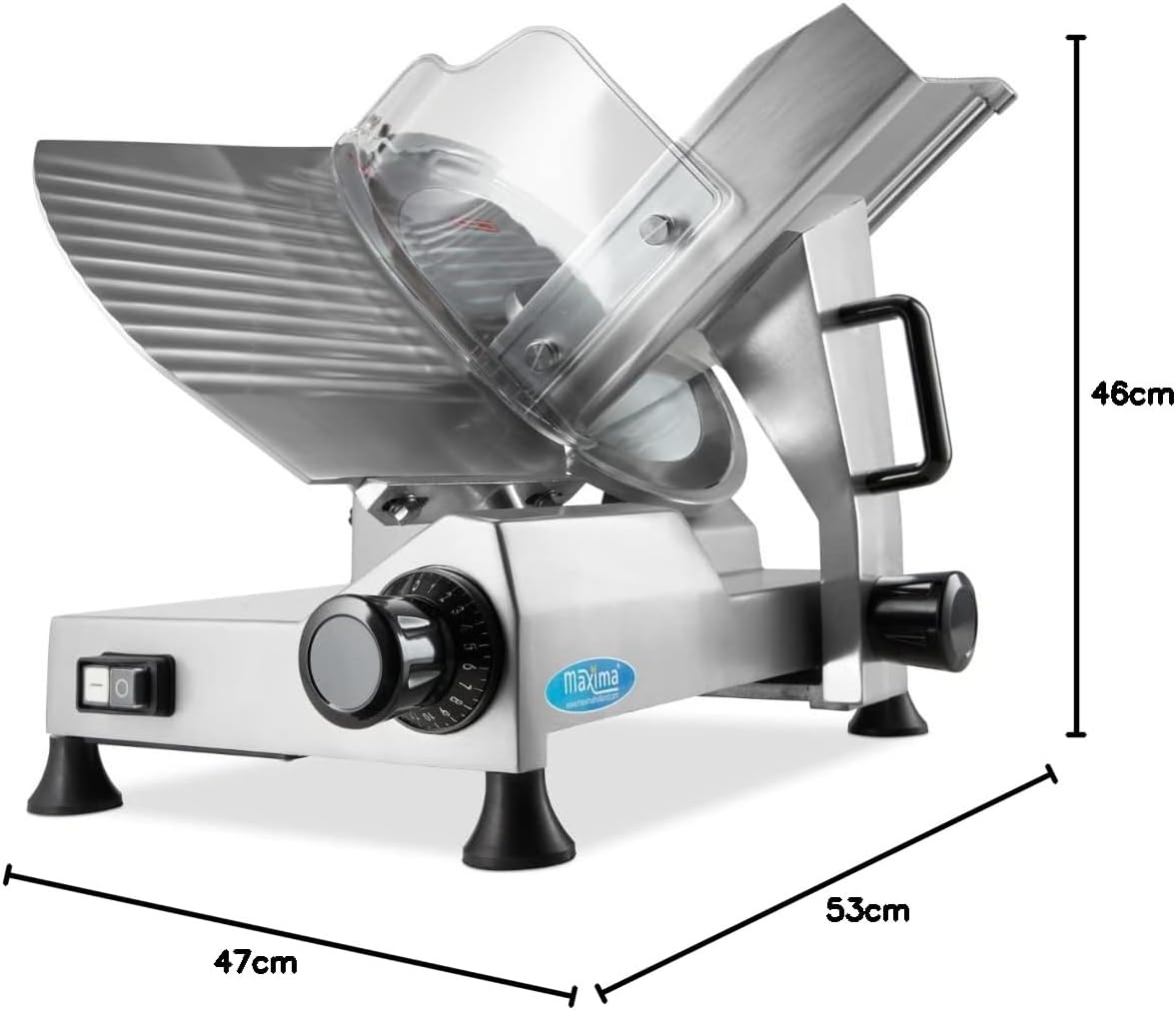 Dimensions diagram of the Maxima Meat Slicer