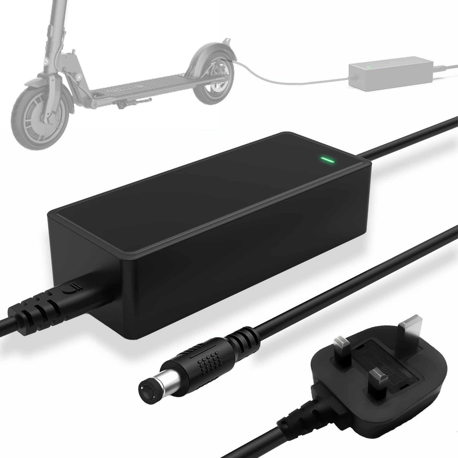 42V 2A Electric Scooter Charger for 36V Li-ion Battery Electric Scooter E-bike, Compatible with E-scooters GOTRAX, Hiboy, Swagtron, Jetson, The-Urban DC5.5mm x 2.5mm UK Plug
