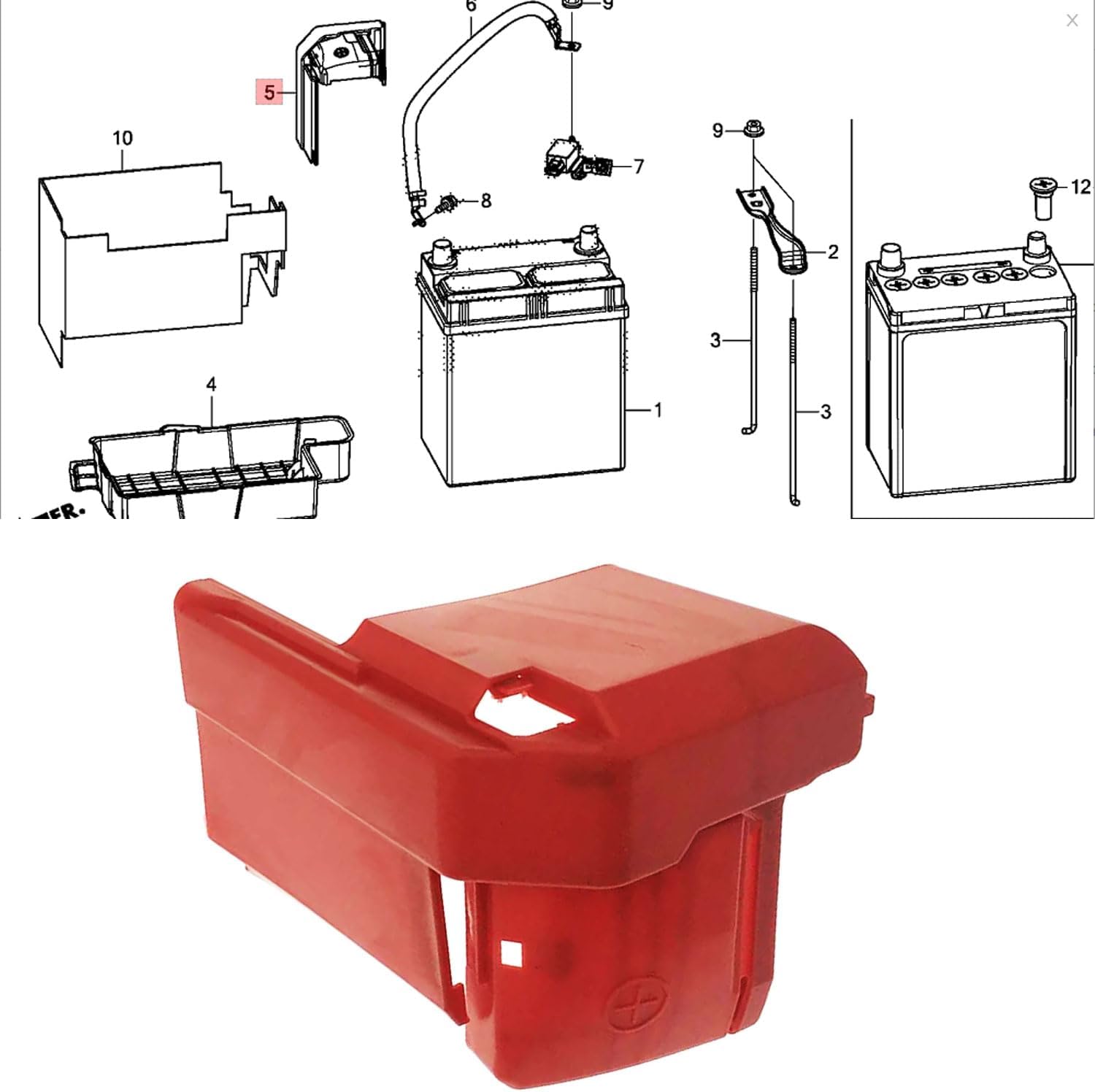 Battery Terminal Cover(4P) Compatible with 2015-2020 Honda Fit, Replace# 32418-T9A-003, 32418T9A003