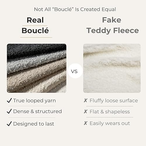 Miniatura 5 de Boucle - Juego de 2 sillas de comedor beige con asiento tapizado y respaldo redondo, sillas de cocina modernas de mediados de siglo para comedor,